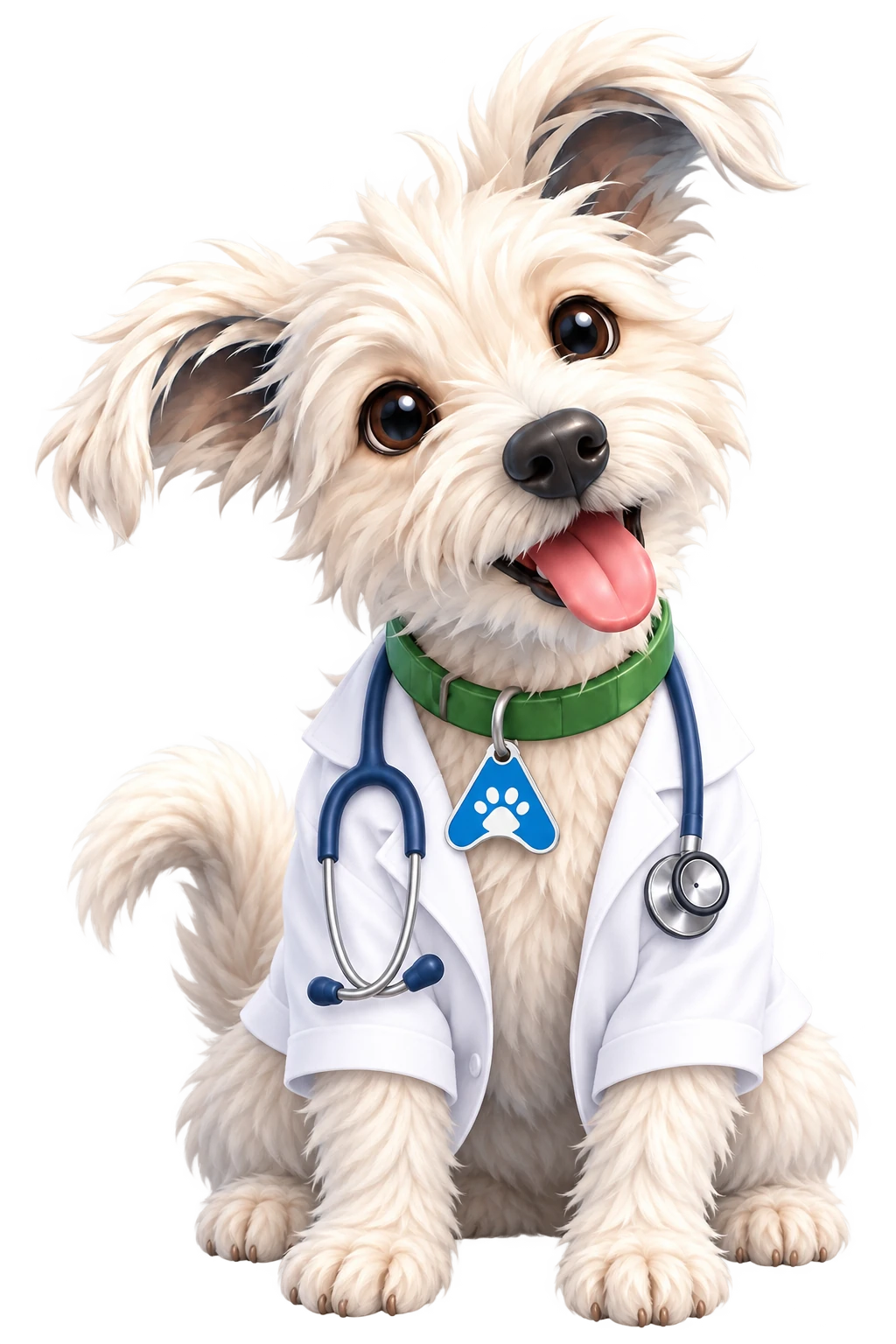 HALU, personaje de ARCLY, con bata veterinaria